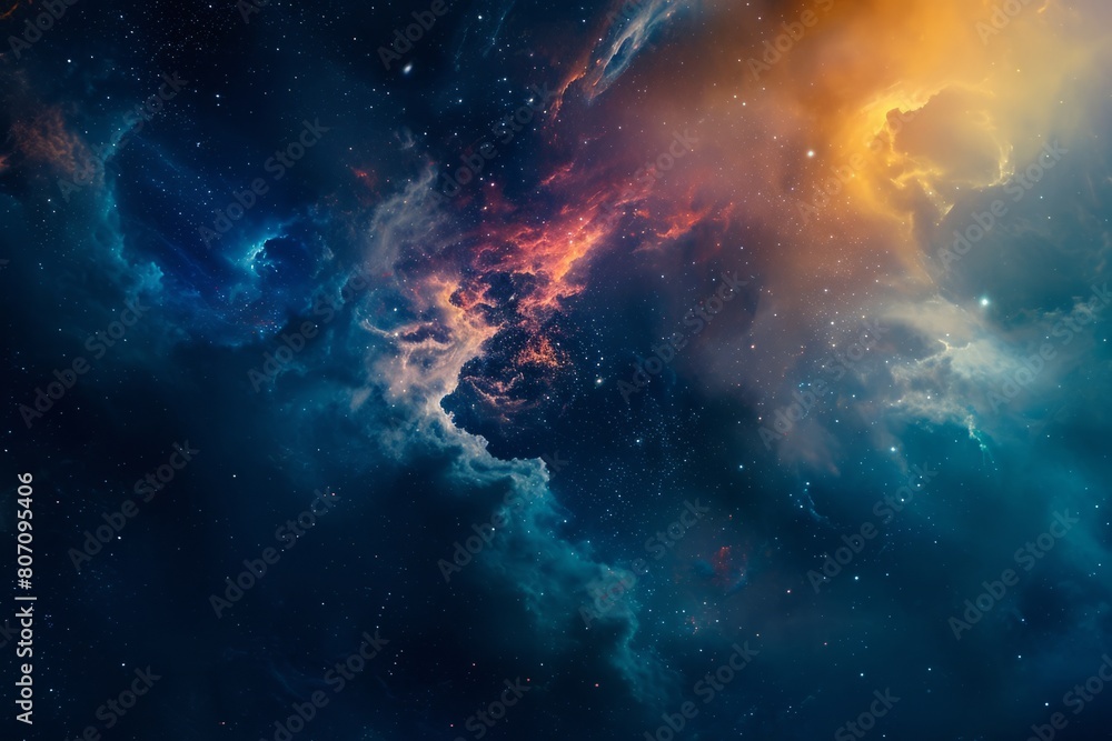 Illustration of cosmic space, discovery of the universe concept, travel into cosmos	
