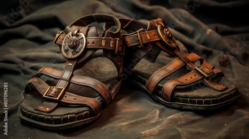 Hoplite's sandals embodying warrior perseverance.