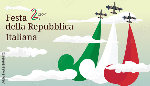 Republic Day of Italy celebration greeting card background, poster, card, template, layout. Italy patriotic National holiday banner © RomanWhale studio