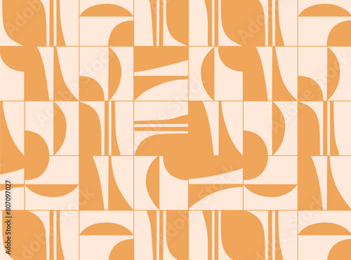 Obraz na płótnie Linear seamless smooth and square abstract pattern drawing with yellow color on beige background w salonie