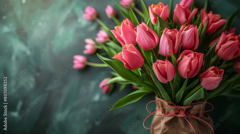 Obraz premium mother's day copy space , flowers, pink tulip