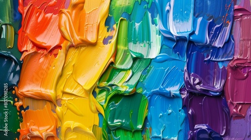 A rainbow-colored palette of paint strokes on an artist's canvas, representing creativity, diversity, and self-expression.