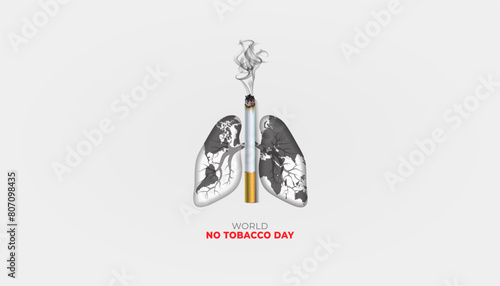 World Anti Tobacco Day. Cigarette with Lung, Stop, Quit Smoking cigarette background. Vector illustration.
