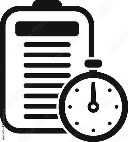 Duration stopwatch clipboard icon simple vector. Concept overtime. Agenda schedule