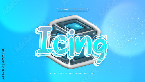 Blue and white icing 3d editable text effect - font style