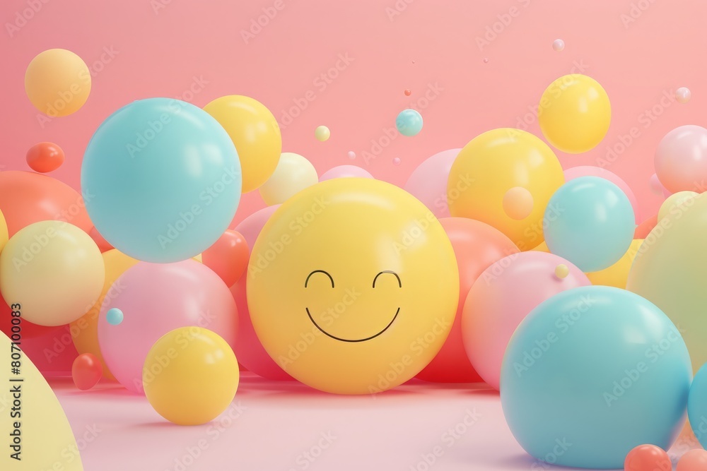 Joyful Smile Amidst Colorful Spheres Joyful Smile Amidst Colorful Spheres
