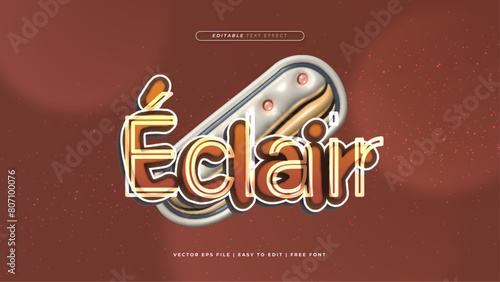 Brown beige and white eclair 3d editable text effect - font style