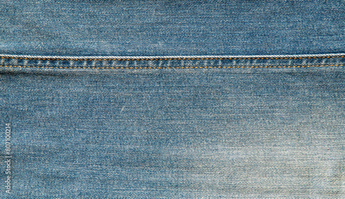 Schilderij op canvas texture of blue jeans denim fabric with seam background