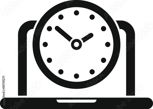 Management time on laptop icon simple vector. Contract online term. Schedule job