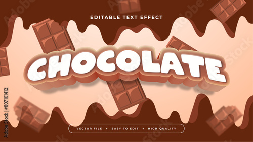 Brown beige and white chocolate 3d editable text effect - font style