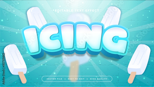 Blue brown and white icing 3d editable text effect - font style