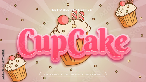 Pink orange and beige cupcake 3d editable text effect - font style