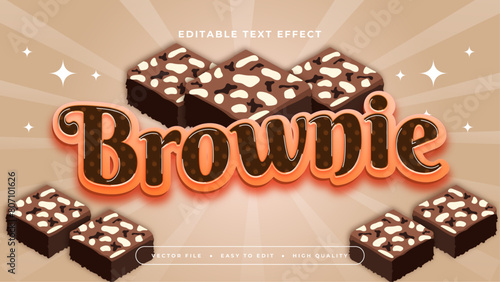 Brown orange and white brownie 3d editable text effect - font style