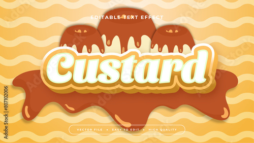 Yellow white and brown custard 3d editable text effect - font style