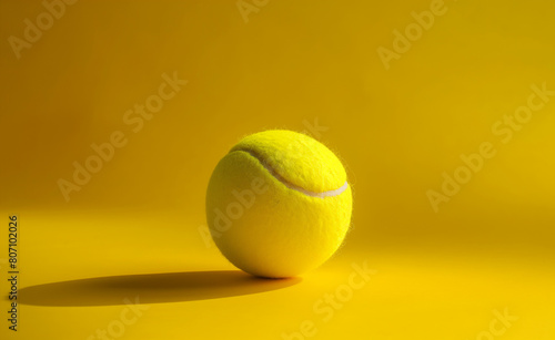 Yellow tennis ball on a bright yellow background. © Curioso.Photography