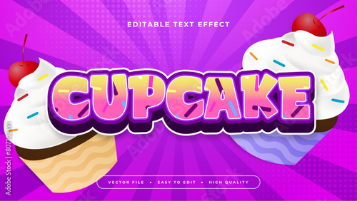 Colorful cupcake 3d editable text effect - font style
