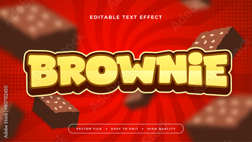 Yellow red and brown brownie 3d editable text effect - font style