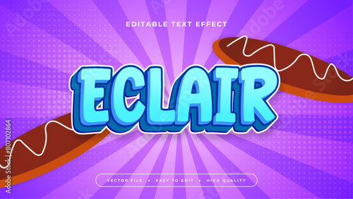 Brown blue and purple violet eclair 3d editable text effect - font style