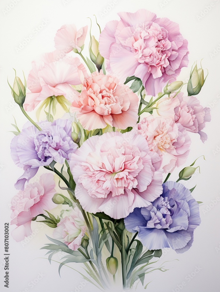 A soft pink and purple carnations