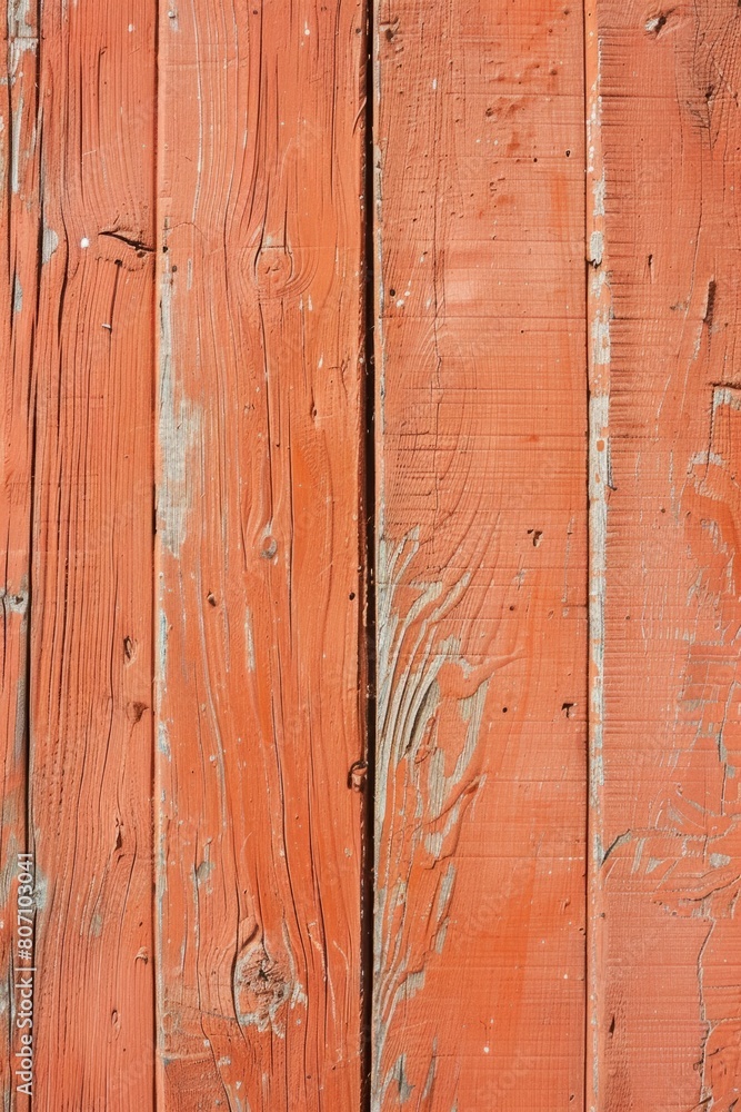 Fototapeta premium Vibrant Orange Painted Wooden Plank Texture Background
