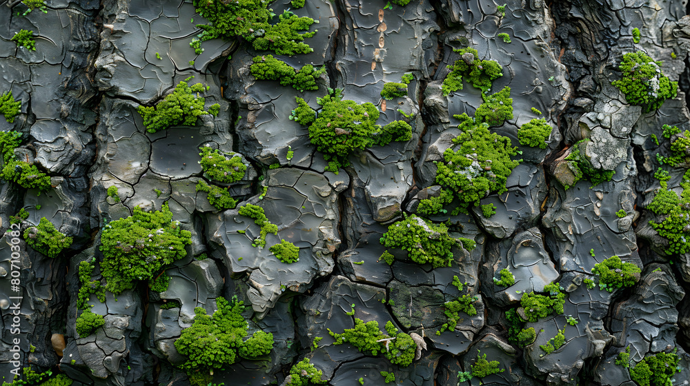 Close Up of Intricate Moss Textures on Ancient Trees Showcasing the Age and Vitality of the Forest