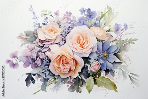 Pastel and purple wedding bouquet 