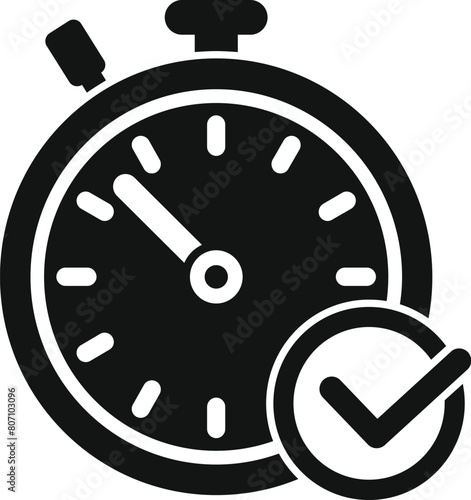 Approved stopwatch duration time icon simple vector. Event deadline. Shape arrow term