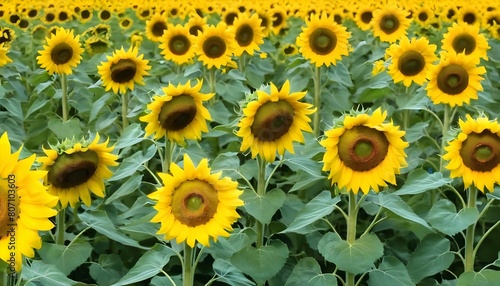 A vibrant field of sunflowers swaying in the breez photo