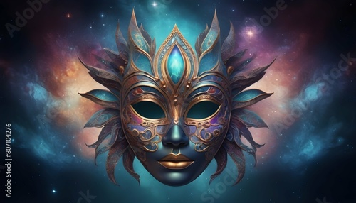 A mystical mask with cosmic patterns and ethereal upscaled 5