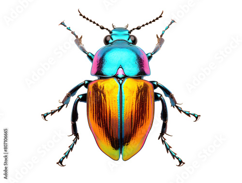 a colorful bug with yellow and blue wings