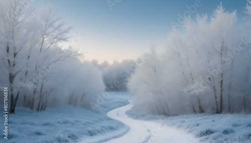 A snowy winter wonderland with gradients of frosty upscaled 4