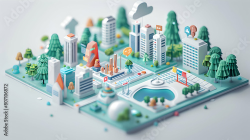 3D Flat Icon: Financial Analysts Use AI Forecasting Tools to Predict Future Trends for Improved Planning and Reduced Uncertainties in Isometric Scene