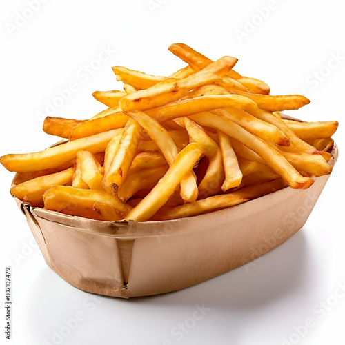 barquette de frites dores prtes manger isol,panier de frites,chip,fast,french,golden,lunch,restaurant,cardboard,recycling,break,holland,plastic,gold,oil,slice,unhealthy,junk,sauce,tomato,generate ai


