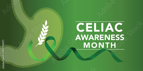 May is Celiac Disease Awareness Month. Holiday concept. Template for background, banner, card, poster with text inscription. Vector EPS10 illustration.