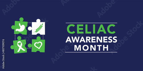 May is Celiac Disease Awareness Month. Holiday concept. Template for background, banner, card, poster with text inscription. Vector EPS10 illustration.