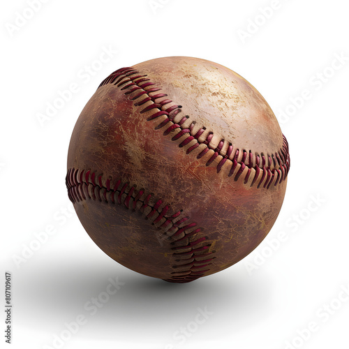Closeup old baseball isolated on a white background
