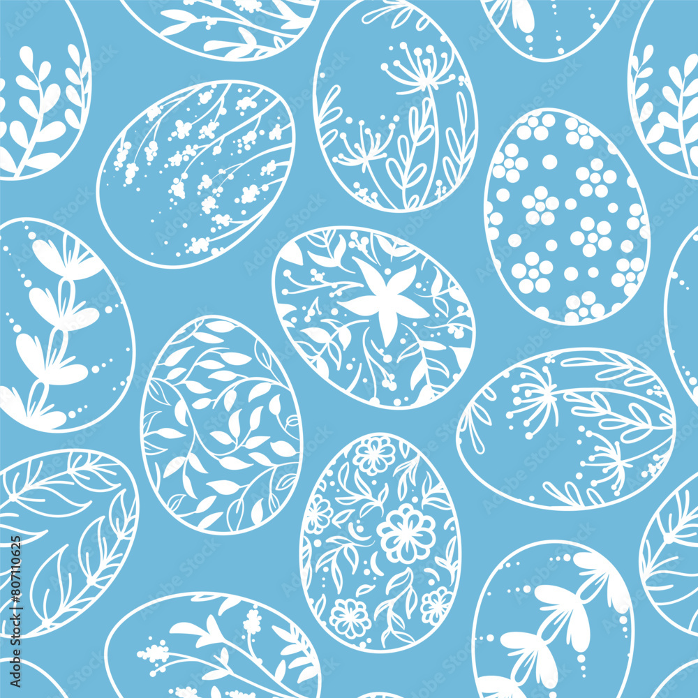 Easter egg seamless pattern. Vector Doodle texture of holiday eggs. Easter illustration. Perfect for wallpaper or fabric Easter egg seamless pattern. Vector Doodle texture of holiday eggs. Easter illustration. Perfect for wallpaper or fabric
