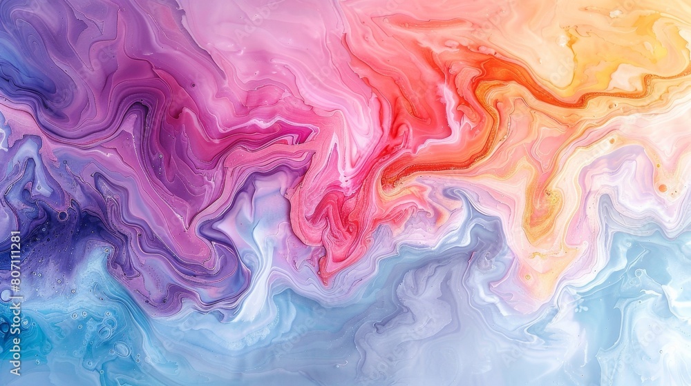 A soothing display of fluid art, featuring swirling patterns in soft pastel tones of pink, purple, and blue, ideal for modern decor.