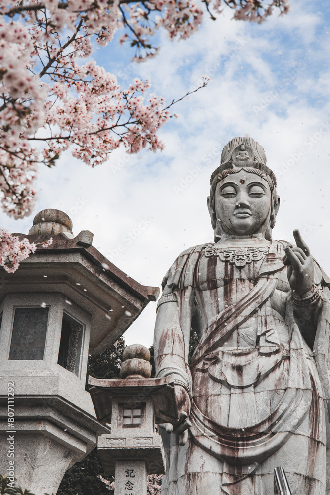 Buddha in cherry blossom Japan Shrine Temple Buddha in cherry blossom Japan Shrine Temple