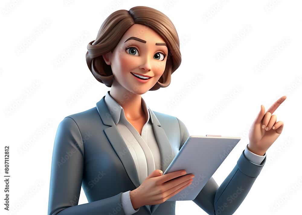 3D Business Woman Pointing Her Hand, 3D Character, 3d Woman 3D Business Woman Pointing Her Hand, 3D Character, 3d Woman