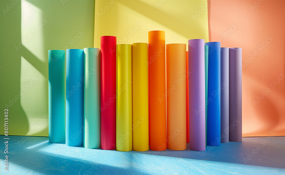 Vibrant Paper Rolls in Art Studio: A Rainbow of Creativity Vibrant Paper Rolls in Art Studio: A Rainbow of Creativity