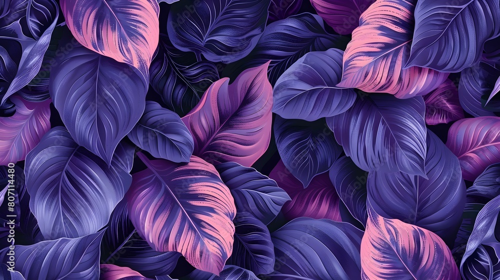 Vibrant Calathea Couture Foliage Detailed Botanical of Lush Tropical Leaves with Intricate Patterns and Textures Inspired by Victorian Era Botanical