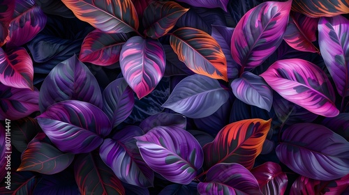 Vibrant Calathea Couture Foliage Detailed Botanical Art Inspired by Victorian Era