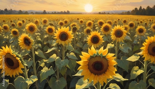 A field of sunflowers reaching towards the sun th upscaled 2
