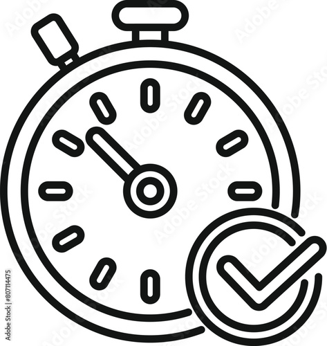 Approved stopwatch duration time icon outline vector. Event deadline. Shape arrow term