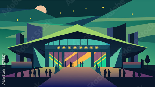 The sleek and modern venue was lit up with energyefficient LED lights setting the tone for the environmentallyconscious event.. Vector illustration
