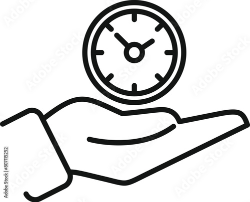 Keep work duration icon outline vector. Plan budget timer. Arrow job period