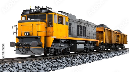 Mineral Transport Train Hauling Coal and Metal Containers on Railroad Tracks