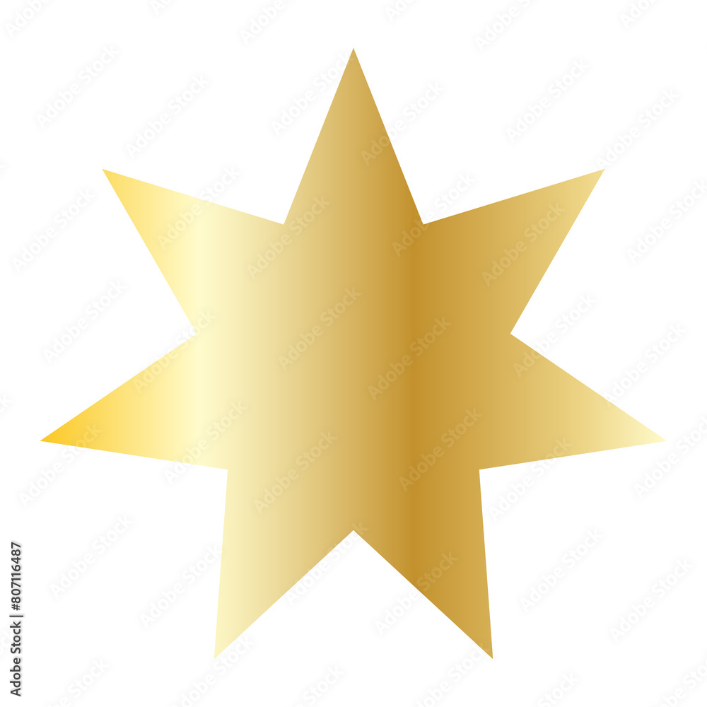 Obraz premium Gold Sun Star Symbol Icon. Christmas or New Year Decoration Part Element.
