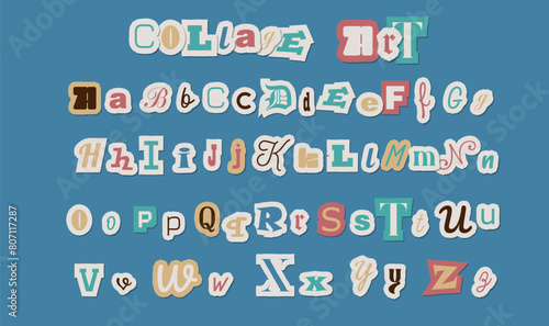 Anonymous vintage color criminal letters set cut out from newspapers and magazines. Isolated vector illustration.